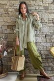 Nonni Gingham Poet Blouse Olive